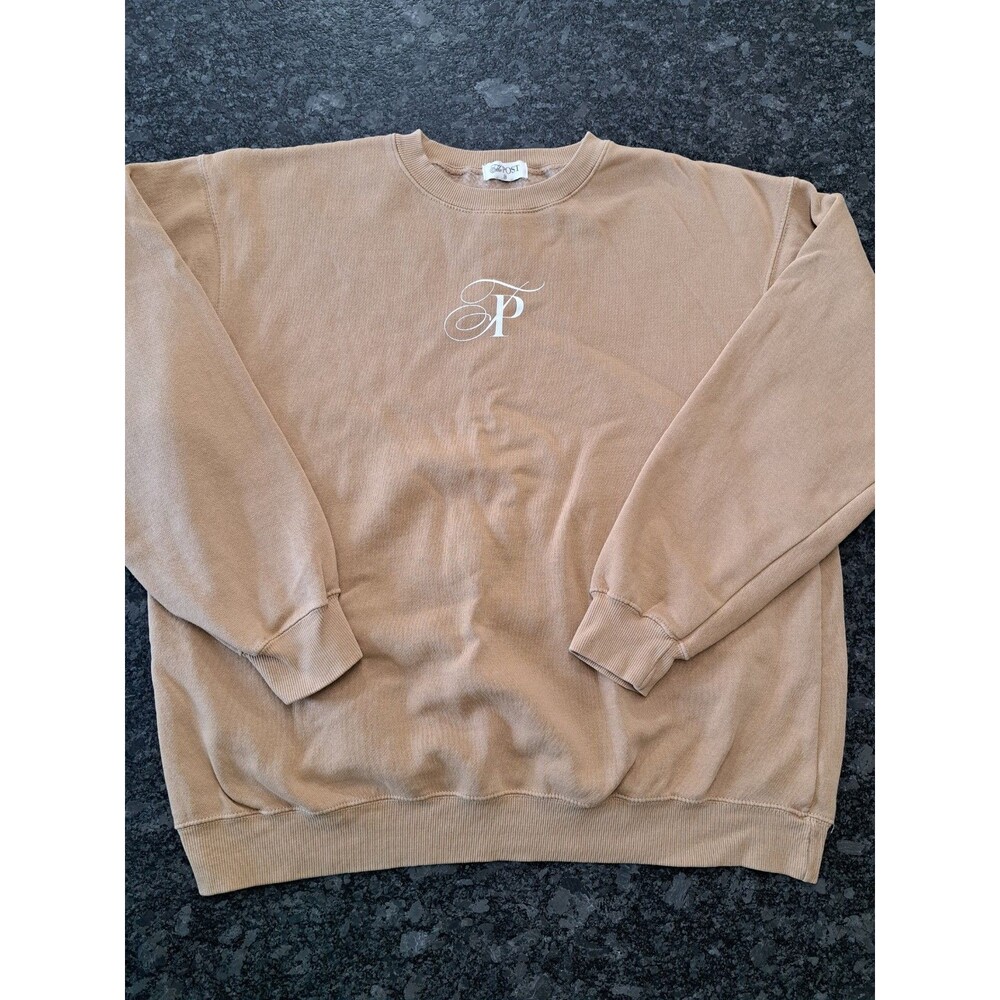 The Post Boutique Tan Camel Brown Fleece Lined Sweatshirt M Oversize Nashville